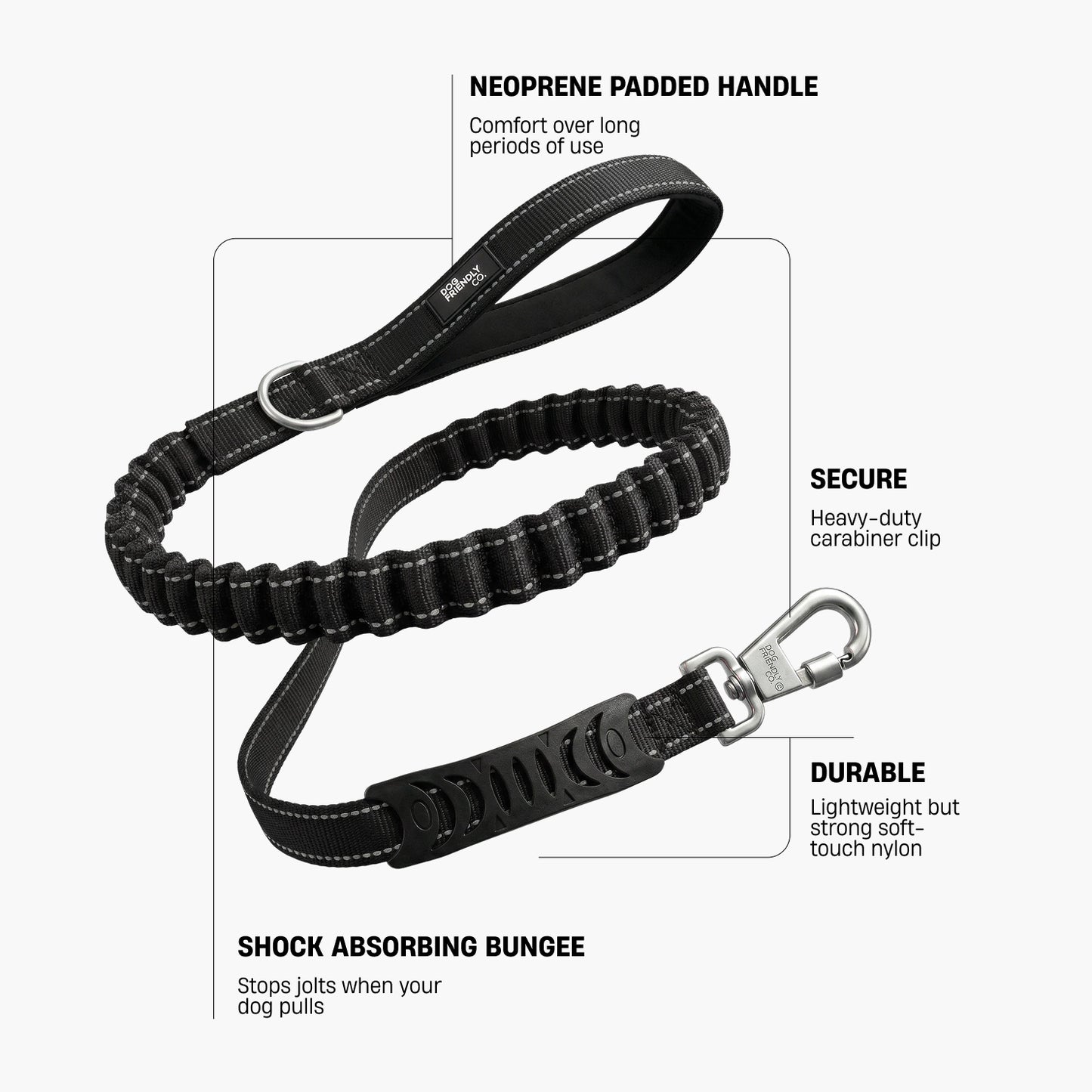 Bungee Dog Leash - Black