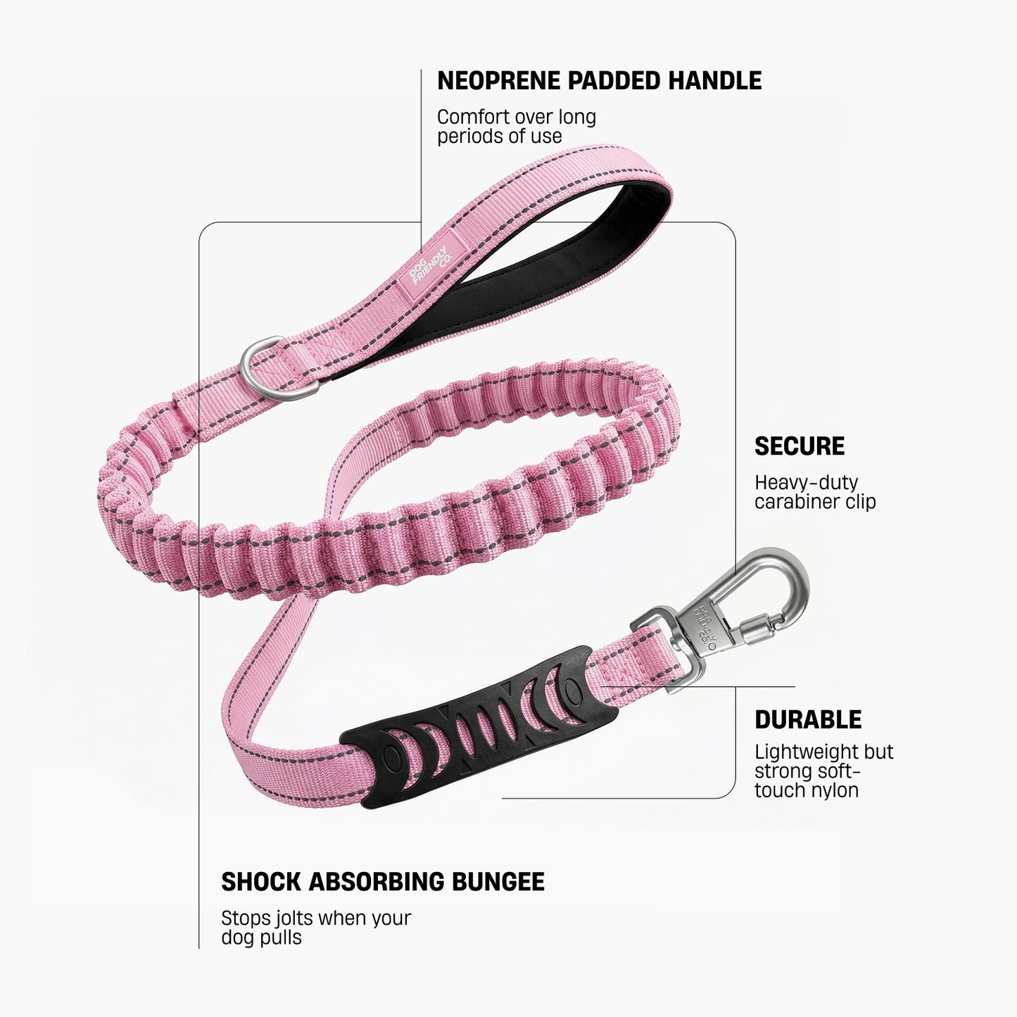 Bungee Dog Leash - Pink