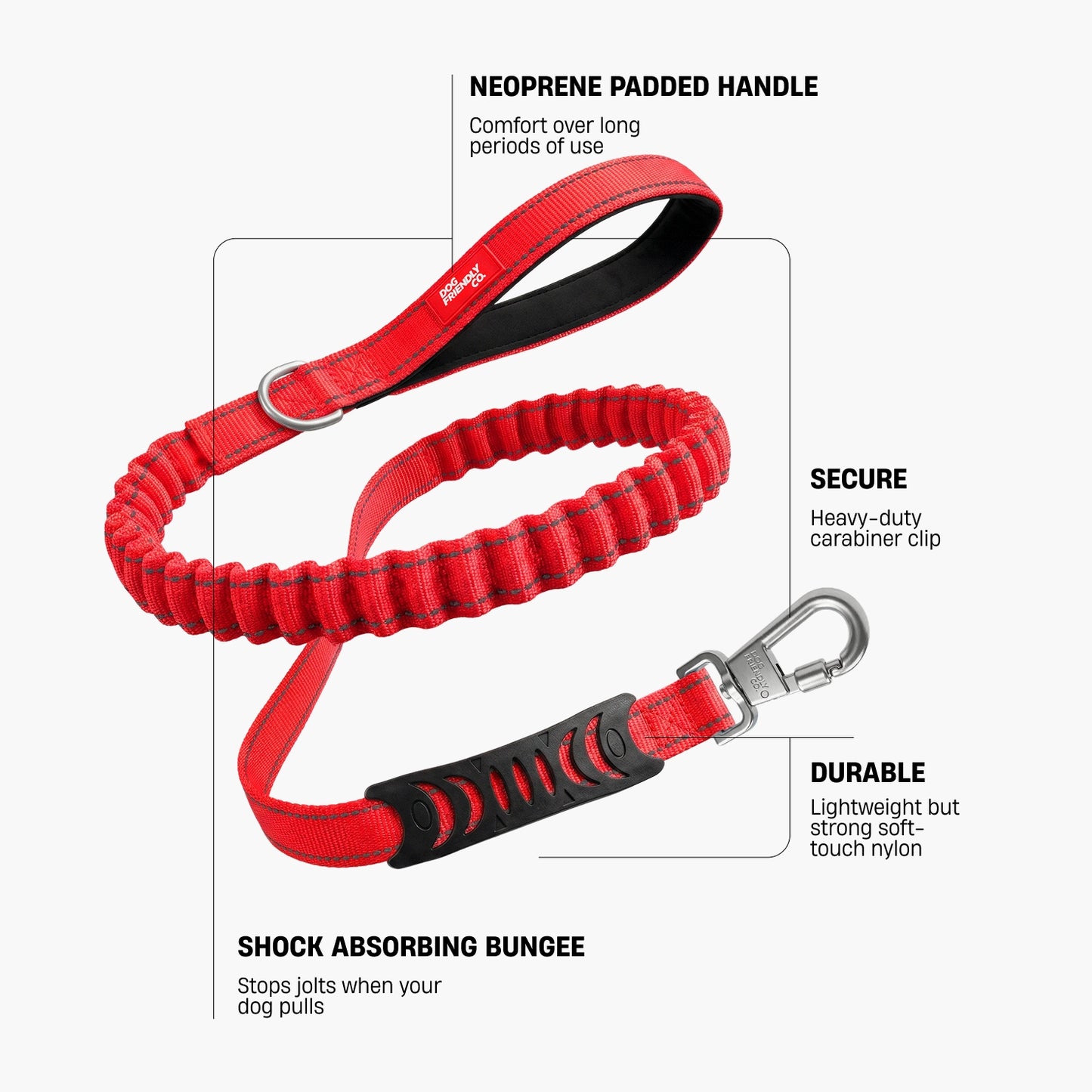 Bungee Dog Leash - Red