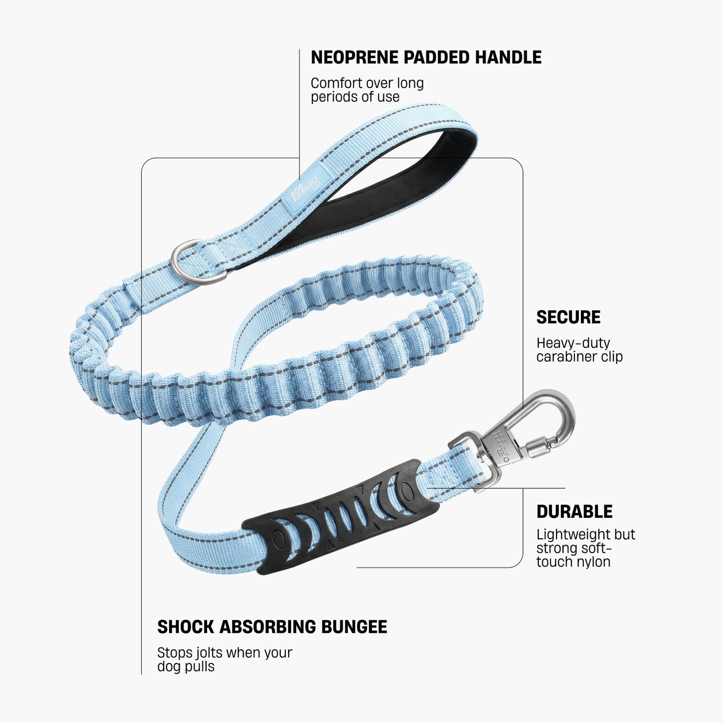 Bungee Dog Leash - Sky Blue