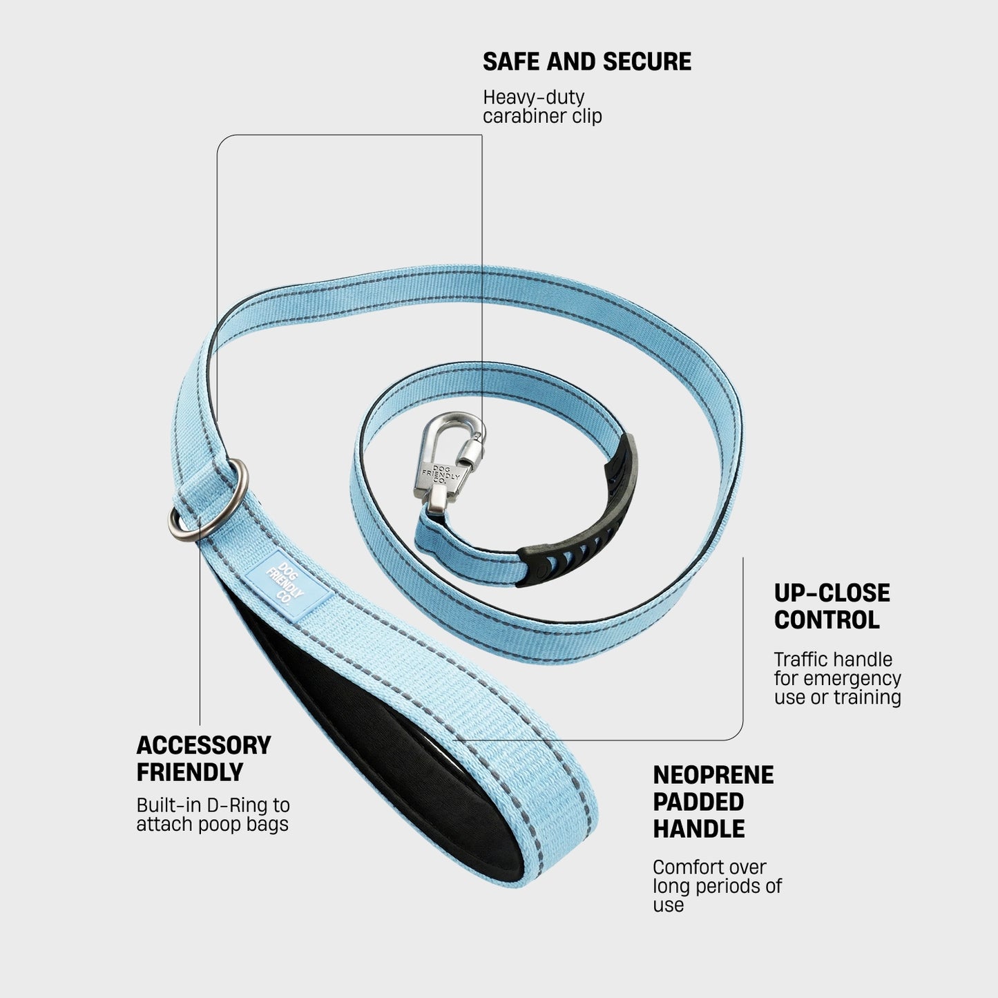 Classic Dog Leash - Sky Blue