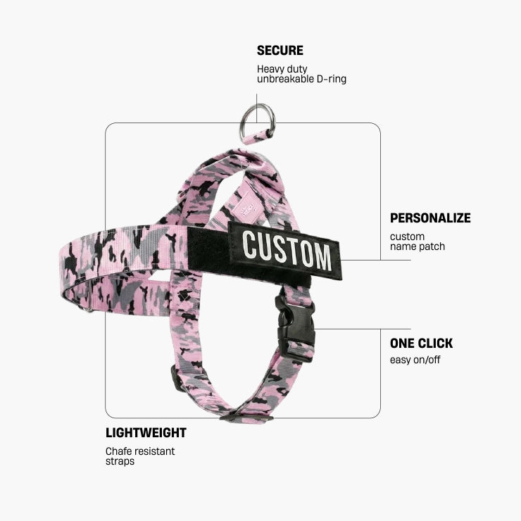 Personalised Dog Harness - Pink Camo