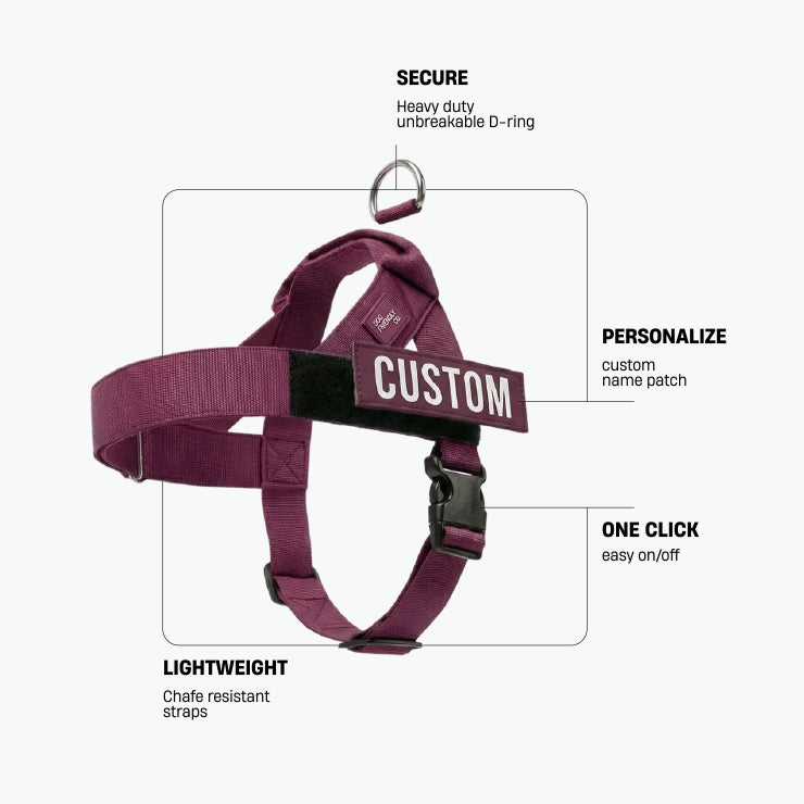 Personalised Dog Harness - Burgundy