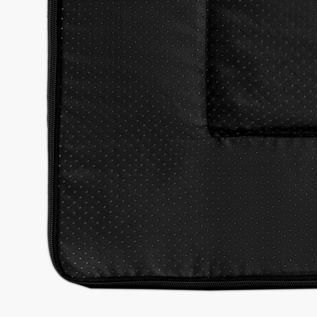 Close-up of the soft velvet lining inside the green bouclé replacement cover.