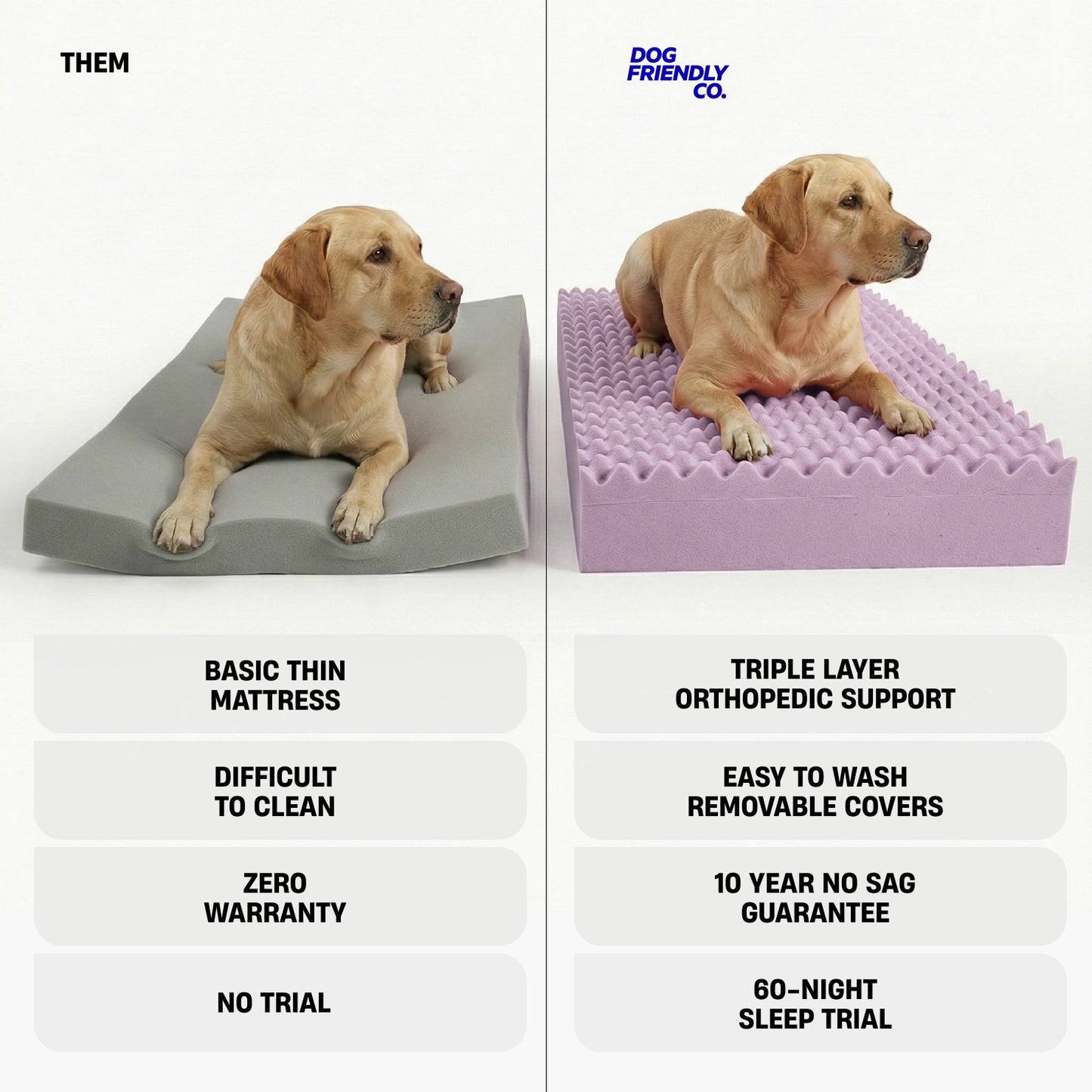 Premium Orthopedic Memory Foam Dog Bed - Beige (Small)