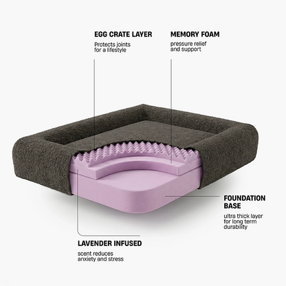 Premium Orthopedic Memory Foam Dog Bed - Brown Bouclé (Large) (LP)