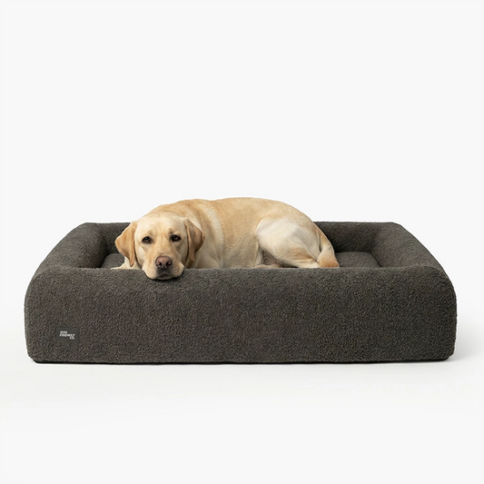 Premium Orthopedic Memory Foam Dog Bed - Brown Bouclé (Large)
