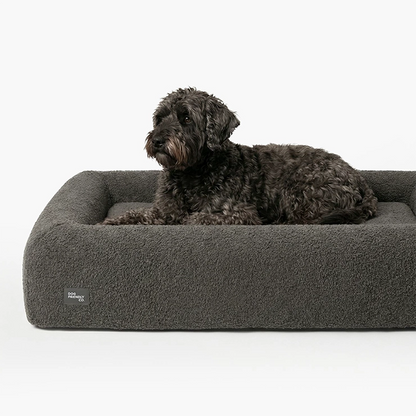 Premium Orthopedic Memory Foam Dog Bed - Brown Bouclé (Medium) (LP)