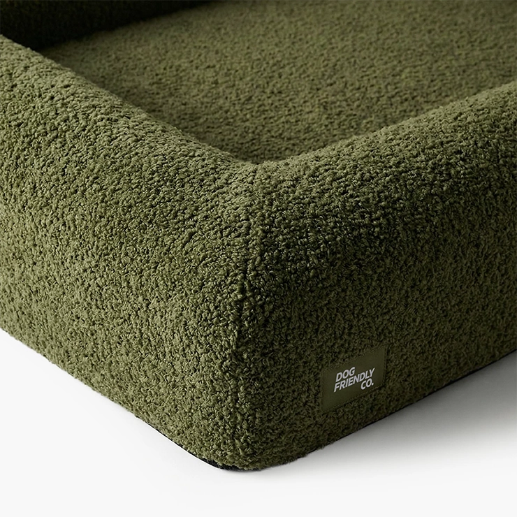 Premium Orthopedic Memory Foam Dog Bed - Green Bouclé (Small) (LP)