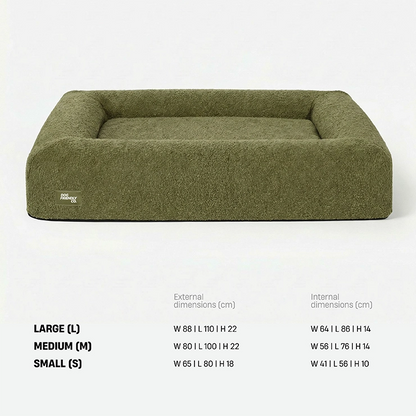 Premium Orthopedic Memory Foam Dog Bed - Green Bouclé (Large) (LP)