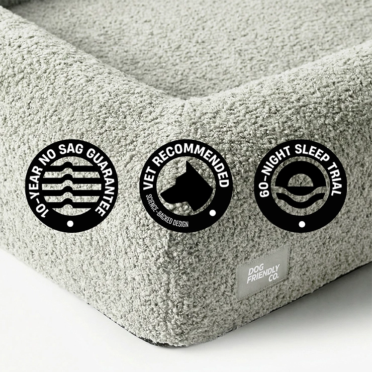 Premium Orthopedic Memory Foam Dog Bed - Grey Bouclé (Small) (LP)