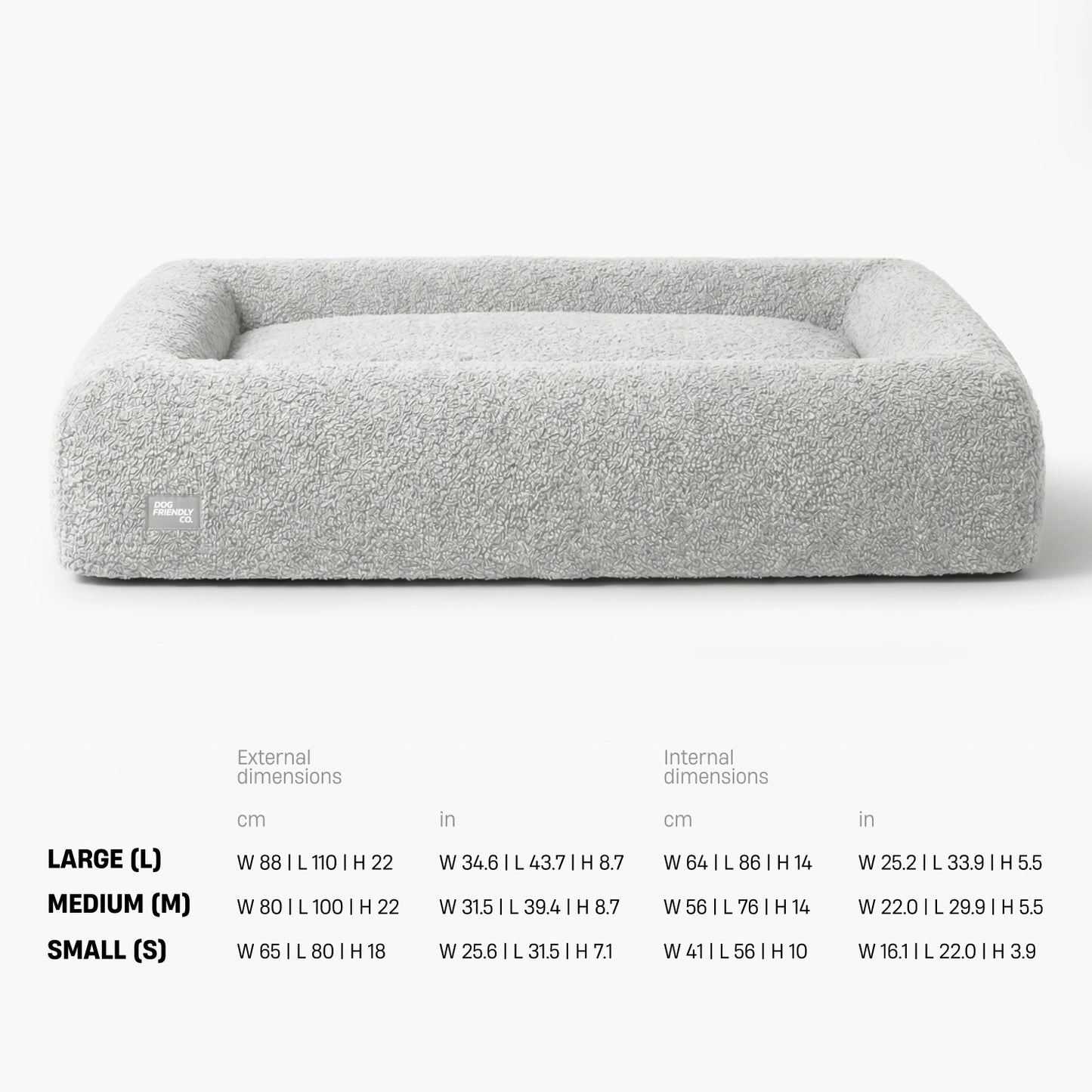 Premium Orthopedic Memory Foam Dog Bed - Grey Bouclé