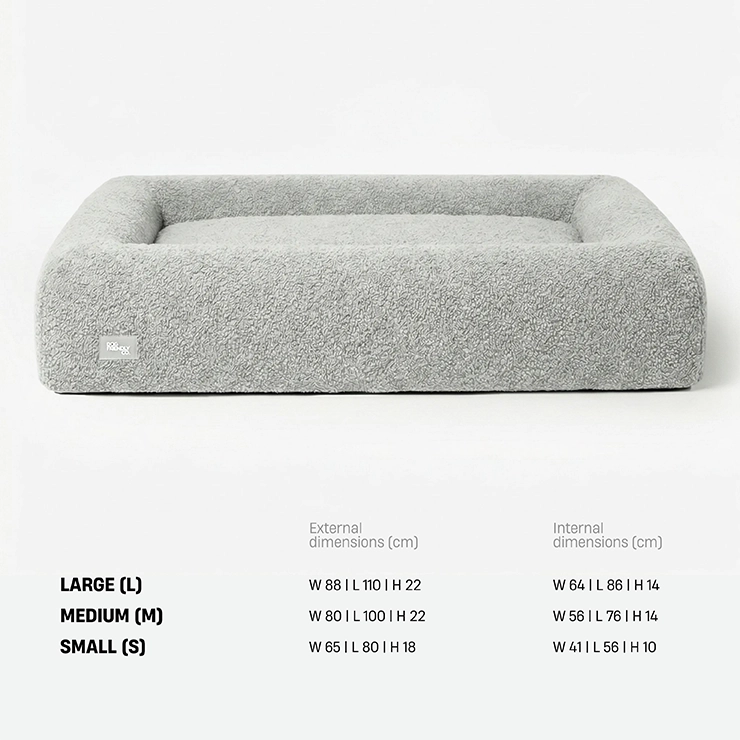 Premium Orthopedic Memory Foam Dog Bed - Grey Bouclé (Medium) (LP)