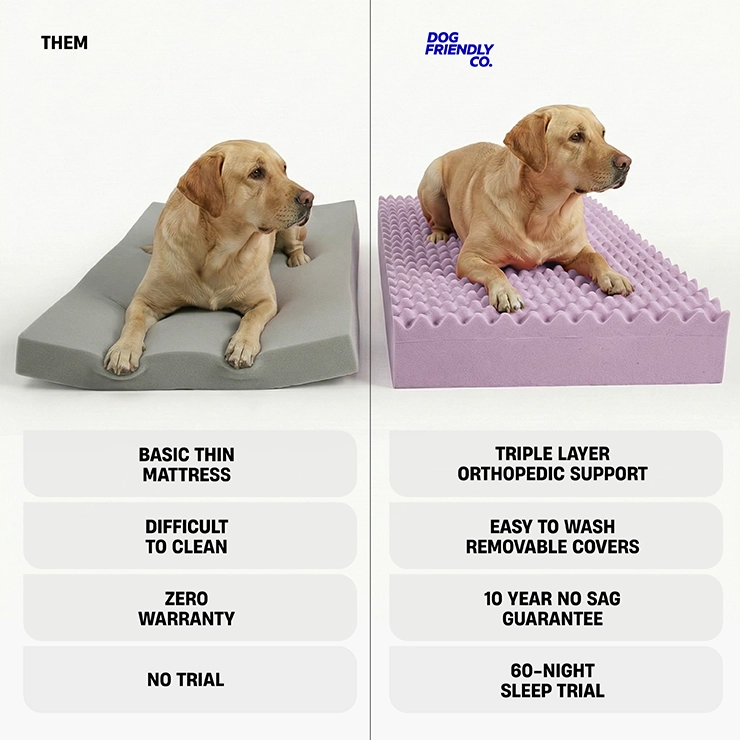 Premium Orthopedic Memory Foam Dog Bed - Grey (Large) (LP)