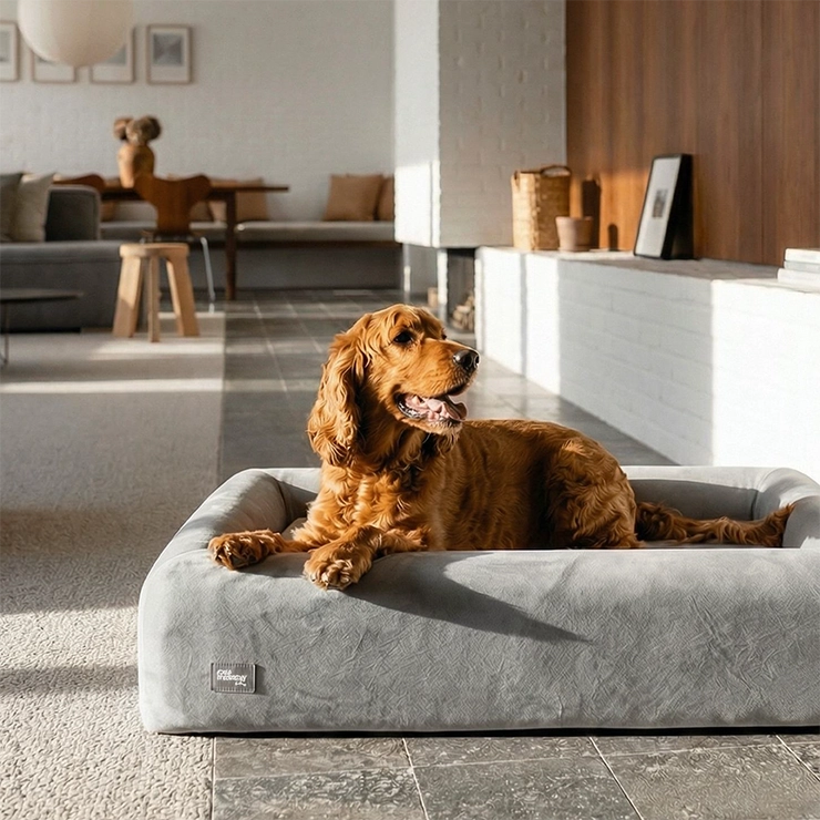 Premium Orthopedic Memory Foam Dog Bed - Grey (Large) (LP)