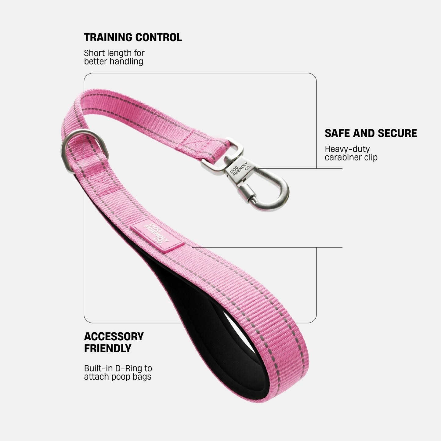 Short Trainer Dog Leash - Pink