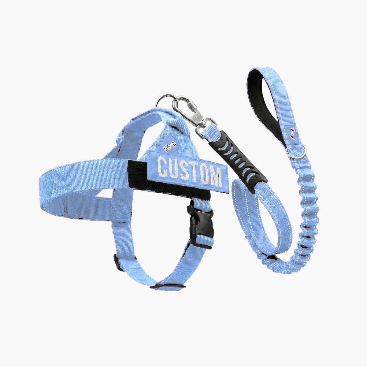 Signature Kit in Air, 7AM Club Limited Edition: no-pull harness with a custom name patch and a bungee leash