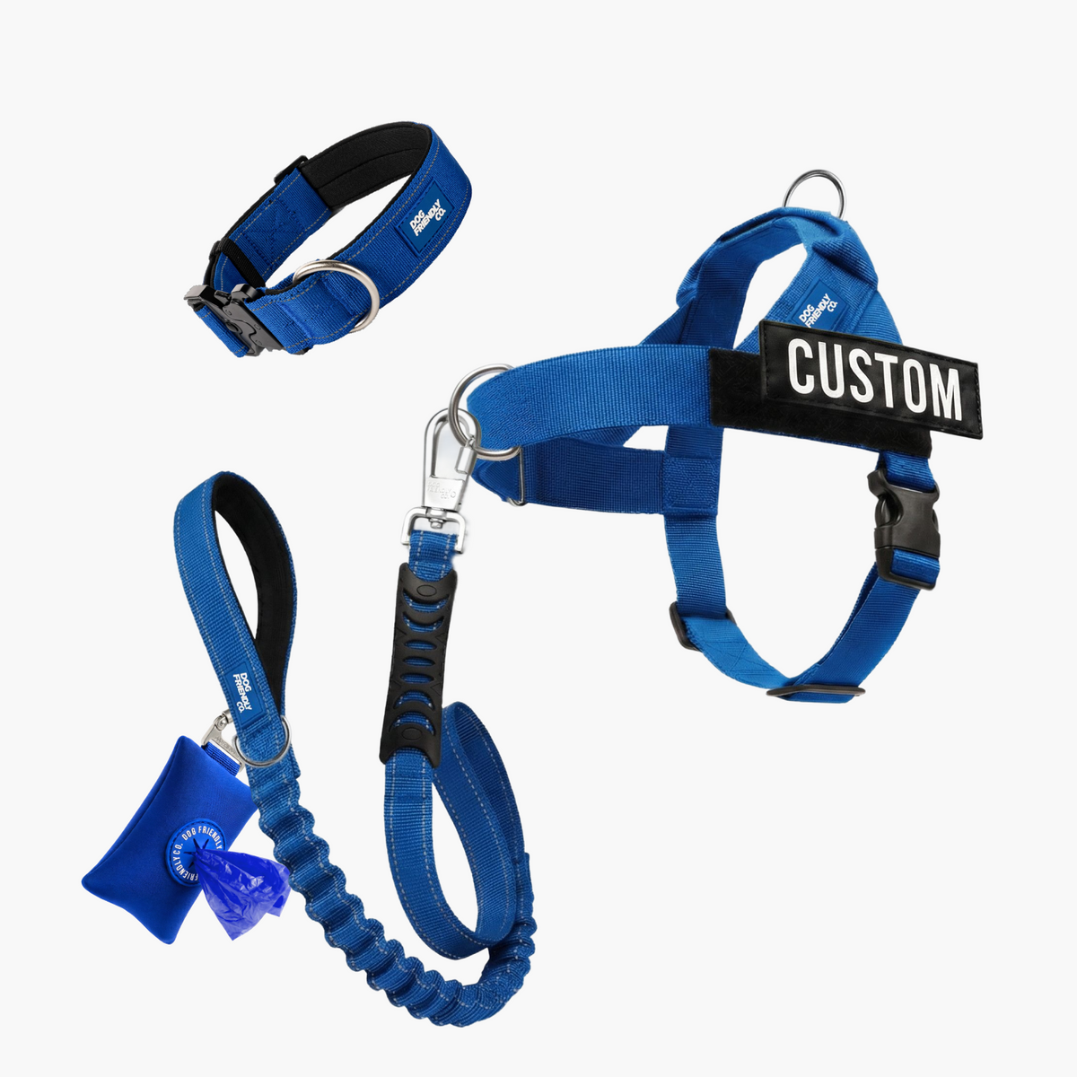 Ultimate No-Pull Bundle in classic blue with harness, leash, collar and accessories